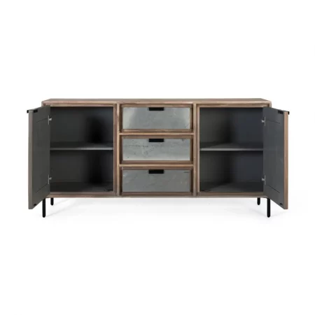 Aparador de Madera de Acacia Contemporanea 3 Cajones de Chapa de Piedra 2 Puertas - Giner y Colomer (3)