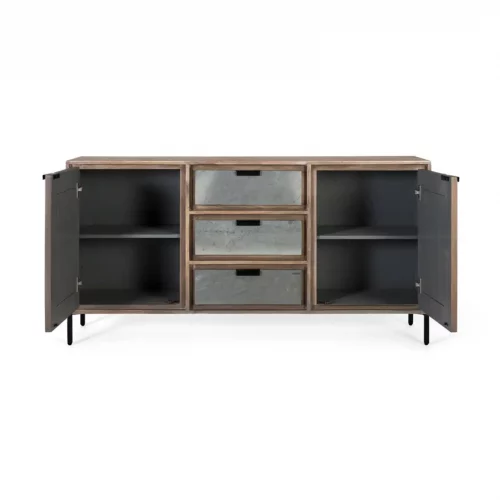 Aparador de Madera de Acacia Contemporanea 3 Cajones de Chapa de Piedra 2 Puertas - Giner y Colomer (3)
