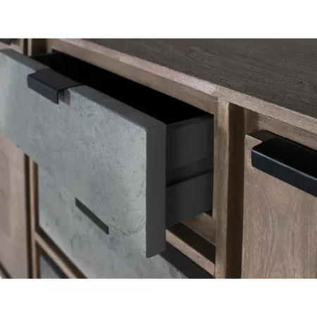 Aparador de Madera de Acacia Contemporanea 3 Cajones de Chapa de Piedra 2 Puertas - Giner y Colomer (4)