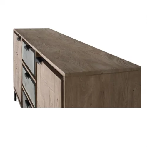 Aparador de Madera de Acacia Contemporanea 3 Cajones de Chapa de Piedra 2 Puertas - Giner y Colomer (6)