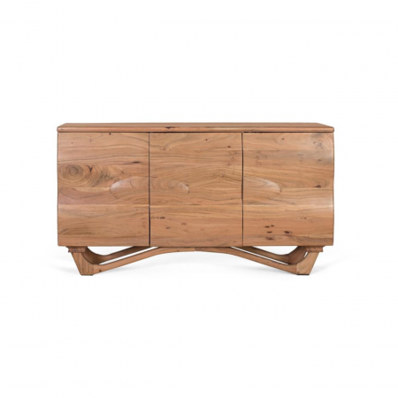 Aparador de Madera de Acacia Natural en Detalle Ondulado 3 Puertas - Giner y Colomer (1)