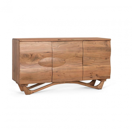 Aparador de Madera de Acacia Natural en Detalle Ondulado 3 Puertas - Giner y Colomer (2)