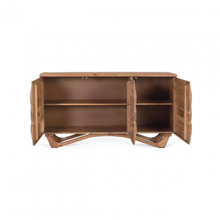 Aparador de Madera de Acacia Natural en Detalle Ondulado 3 Puertas - Giner y Colomer (5)