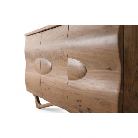 Aparador de Madera de Acacia Natural en Detalle Ondulado 3 Puertas - Giner y Colomer (6)