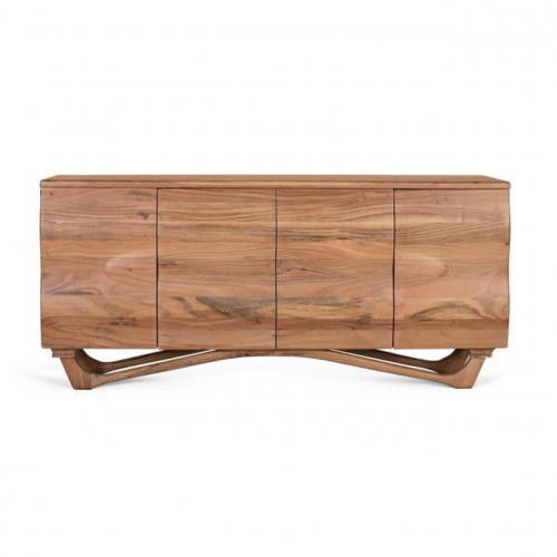 Aparador de Madera de Acacia Natural en Detalle Ondulado 4 Puertas - Giner y Colomer (1)