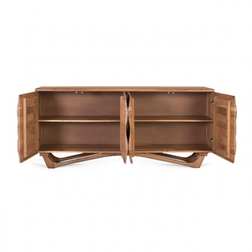 Aparador de Madera de Acacia Natural en Detalle Ondulado 4 Puertas - Giner y Colomer (4)