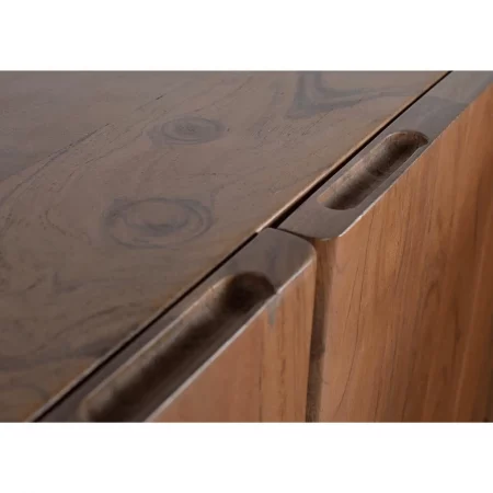 Aparador de Madera de Acacia Natural y Patas de Metal con Estantes Inferiores - Giner y Colomer (2)