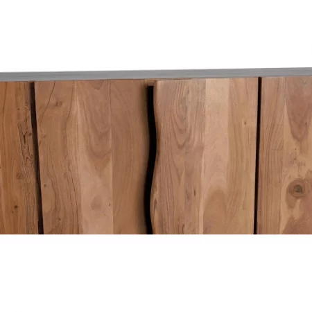 Aparador de Madera de Acacia Natural y Patas de Metal con Estantes Inferiores - Giner y Colomer (8)