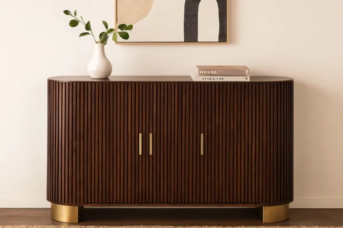 Aparador de Madera de Mango Blanco y Nogal 150x40x86 Cm - Giner y Colomer (3)