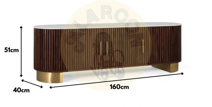 Aparador de Madera de Mango Blanco y Nogal 160x40x51 Cm - Giner y Colomer (1)