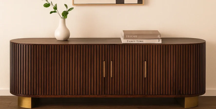 Aparador de Madera de Mango Blanco y Nogal 160x40x51 Cm - Giner y Colomer (2)