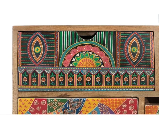 Aparador de Madera de Mango con 10 Cajones Tallados a Mano - 70x30x90 Cm - Giner y Colomer (3)