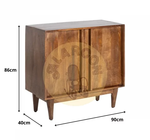 Aparador de Madera de Mango con Puertas 43x61,5cm y Patas Altas 16cm – Diseño Retro Elegante - MOVIL (2)