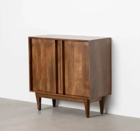 Aparador de Madera de Mango con Puertas 43x61,5cm y Patas Altas 16cm – Diseño Retro Elegante - MOVIL (7)