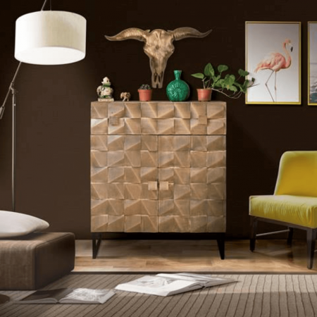 Aparador de Madera de Mango de 2 Puertas 1 Cajón Revestido de Lamina de Cobre - Giner y Colomer (1)