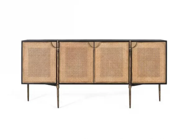 Aparador de Ratán Natural y Madera Oscura 185 cm-MOVIL (1)