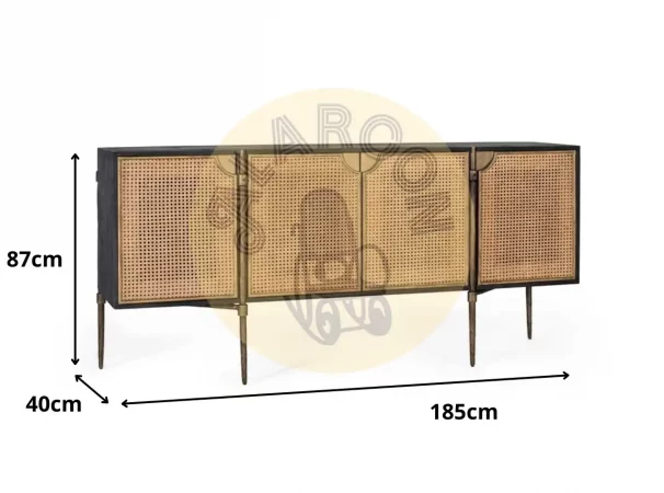 Aparador de Ratán Natural y Madera Oscura 185 cm-MOVIL (3)