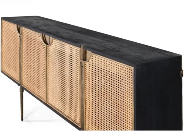 Aparador de Ratán Natural y Madera Oscura 185 cm-MOVIL (4)