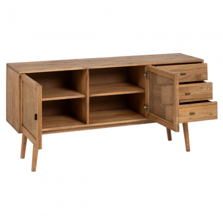Aparador de madera de mindi 2 puertas 3 cajones - Ixia (4)