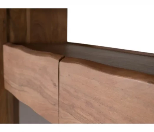 Aparador de madera maciza de acacia con diseño moderno y compartimentos - 147x130x45 cm-MOVIL (5)