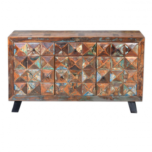 Aparador en Madera Reciclada con Puertas en Diamante - Giner y Colomer - 3