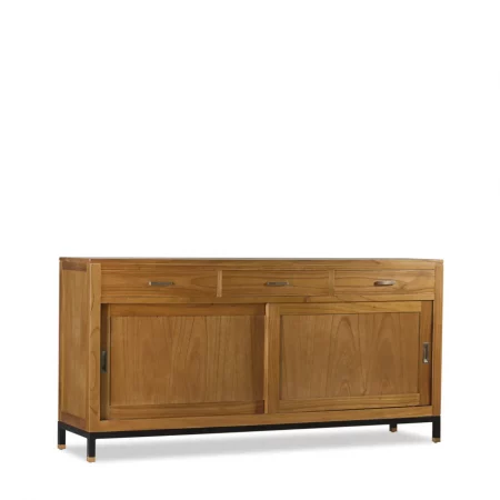 Aparador en Madera con 3 Cajones y 2 Puertas Correderas Colección Madhu 180x45x90 Cm - Moycor (1)