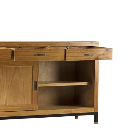 Aparador en Madera con 3 Cajones y 2 Puertas Correderas Colección Madhu 180x45x90 Cm - Moycor (3)