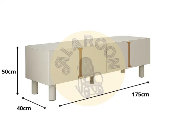 Aparador moderno de DM con patas de madera de roble – 4 puertas 43x33,5 cm-IXIA (2)