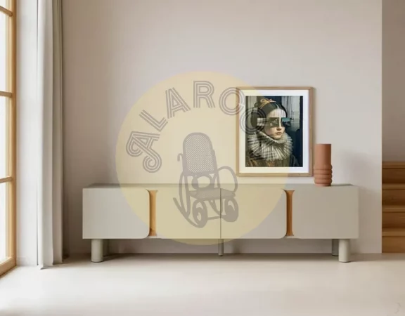 Aparador moderno de DM con patas de madera de roble – 4 puertas 43x33,5 cm-IXIA (3)