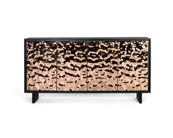 Aparador moderno de madera con puertas de cobre martillado – 175x42x90 cm-MOVIL (1)