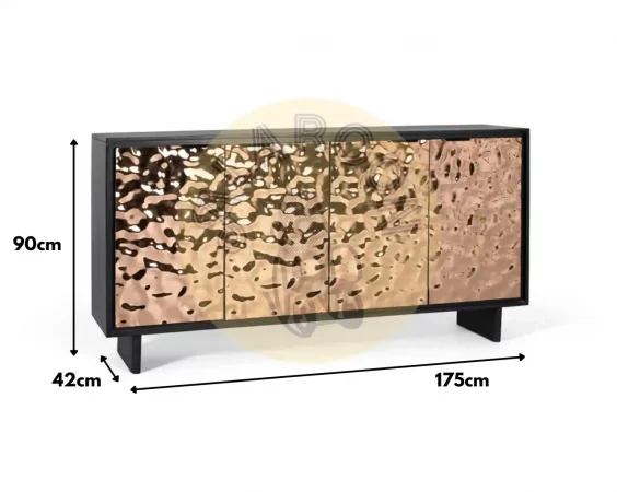 Aparador moderno de madera con puertas de cobre martillado – 175x42x90 cm-MOVIL (3)