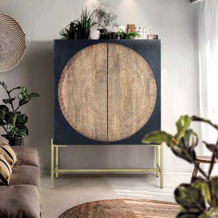 Armario 2 Puertas En Madera De Mango Y Base De Metal - Giner Y Colomer - 2