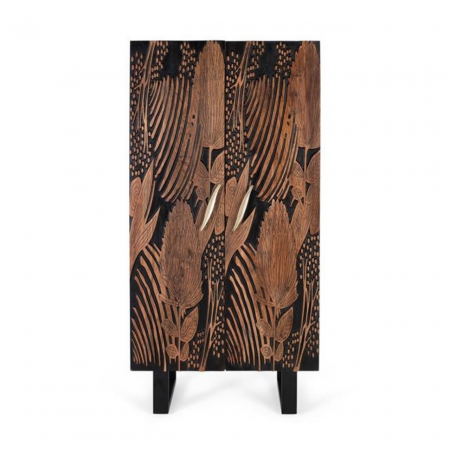 Armario 2 Puertas Madera Acacia Maciza Tallada Patas Metal - Giner y Colomer - 2