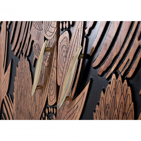 Armario 2 Puertas Madera Acacia Maciza Tallada Patas Metal - Giner y Colomer - 5