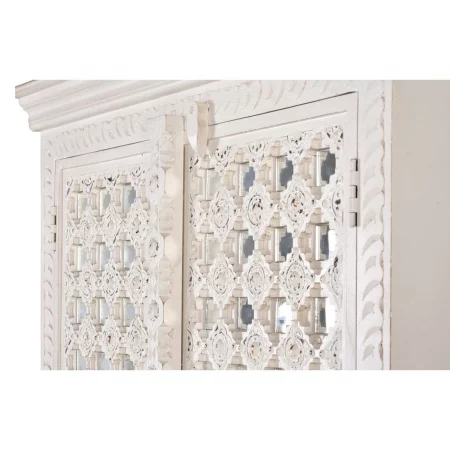Armario 2 Puertas Madera Mango Decapado Blanco Detalles Cristal - Giner y Colomer (2)