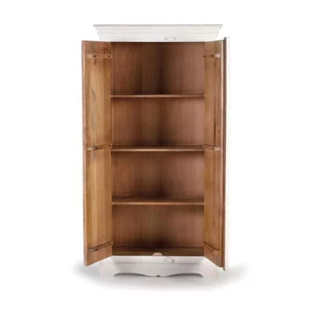 Armario 2 Puertas Madera Mango Decapado Blanco Detalles Cristal - Giner y Colomer (3)