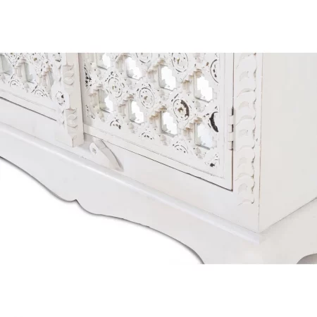 Armario 2 Puertas Madera Mango Decapado Blanco Detalles Cristal - Giner y Colomer (4)