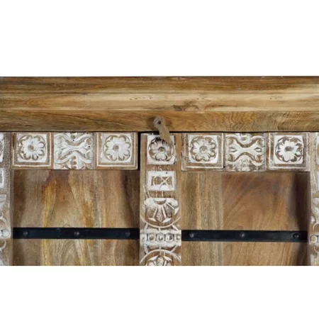 Armario 2 Puertas Madera Mango Maciza Detalles Metal Tallado a Mano 104 x 50 x 184 - Giner y Colomer-6