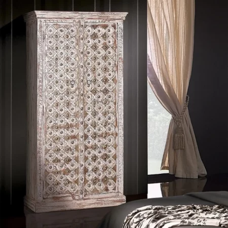 Armario 2 Puertas Madera Mango Macizo Detalles Bronce 90x40x180 - Giner y Colomer (1)