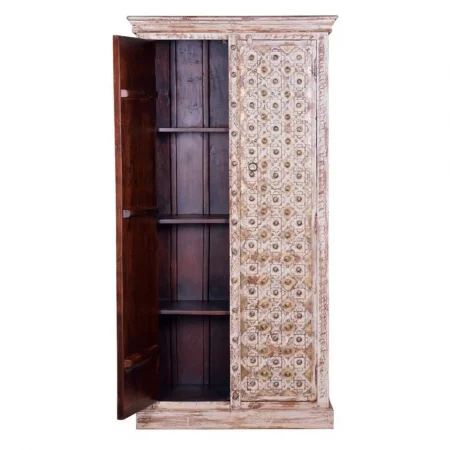 Armario 2 Puertas Madera Mango Macizo Detalles Bronce 90x40x180 - Giner y Colomer (2)