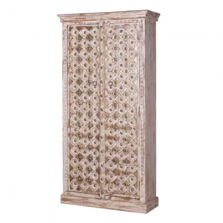 Armario 2 Puertas Madera Mango Macizo Detalles Bronce 90x40x180 - Giner y Colomer (4)