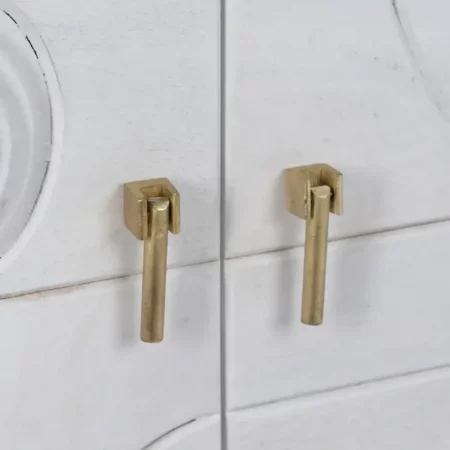 Armario Blanco-Oro Madera Metal Salón 92x43x116 Cm - IXIA (1)
