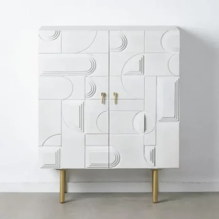 Armario Blanco-Oro Madera Metal Salón 92x43x116 Cm - IXIA (3)