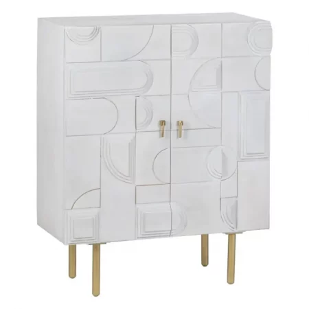 Armario Blanco-Oro Madera Metal Salón 92x43x116 Cm - IXIA (5)