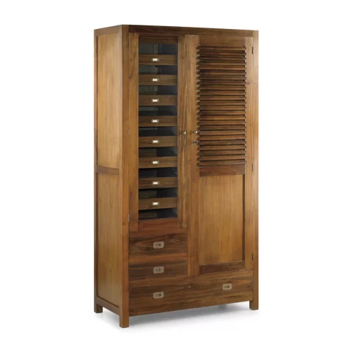 Armario Doble Mod. Marco Polo 2 Puertas + 3 Cajones Madera Mindi Colección Star 108x50x200 Cm - Moycor (1)