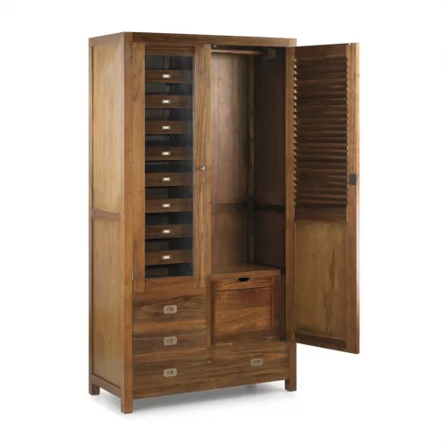 Armario Doble Mod. Marco Polo 2 Puertas + 3 Cajones Madera Mindi Colección Star 108x50x200 Cm - Moycor (2)