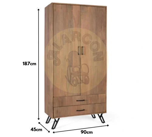 Armario Madera Maciza de Mango 90x45x187 Cm - Giner y Colomer (1)