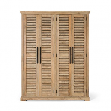 Armario Madera Mango Natural 4 Puertas Batientes 150x50x190 - Giner y Colomer - 2