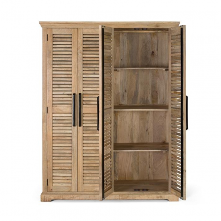 Armario Madera Mango Natural 4 Puertas Batientes 150x50x190 - Giner y Colomer - 3