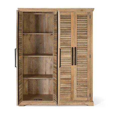 Armario Madera Mango Natural 4 Puertas Batientes 150x50x190 - Giner y Colomer - 4